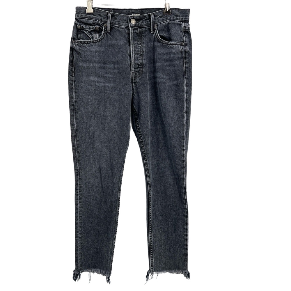 GRLFRND Karolina Jeans Size 27 Hold Up Black Wash High Rise Raw Hem Made USA